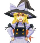  bad_id bad_pixiv_id blonde_hair bow buttons hands_on_hips hat kirisame_marisa long_hair open_mouth ribbon sanuki_(zigzagflamberge) smile solo touhou transparent_background upper_body witch_hat yellow_eyes 