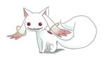  :d highres kyubey mahou_shoujo_madoka_magica no_humans open_mouth red_eyes shadow sharp_teeth simple_background smile tail teeth ushas white white_background 