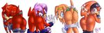  akito_yagami back blue_eyes breasts butt echidna female glasses gloves hair lara-su lien-da long_hair long_purple_hair looking_at_viewer looking_back looking_over_shoulder orange_hair purple_eyes purple_hair pussy red red_hair shade_the_echidna side_boob sonic_(series) tikal_the_echidna upskirt yellow_eyes 