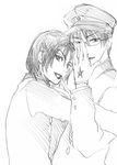  2boys gakuran glasses hug jaibo jaibo_(litchi_hikari_club) litchi_hikari_club monochrome multiple_boys school_uniform yaoi zera zera_(litchi_hikari_club) 