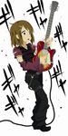  guitar hair_ornament hairclip hirasawa_yui instrument jacky_(artist) k-on! les_paul simple_background sweat 