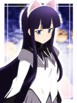  akemi_homura akemi_homura_(cosplay) animal_ears black_hair blue_eyes blush cat_ears company_connection cosplay fake_animal_ears hairband hazuki_(tsukuyomi) ikari_manatsu long_hair mahou_shoujo_madoka_magica saitou_chiwa school_uniform seiyuu_connection smile solo tsukuyomi_moonphase 