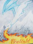  breathing_fire female fire fire_breathing firelight flying hi_res horn horns midair mountain scalie side_view solo tail traditional_media valleymeadow watercolor_(art) watercolour white_body wings winter 