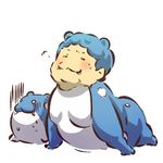  androgynous blue_hair blush fangs fat gen_3_pokemon gloom_(expression) hitec lying moemon on_stomach personification pokemon pokemon_(creature) spheal sweatdrop 