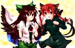  bad_id bad_pixiv_id bangs kaenbyou_rin long_hair multiple_girls reiuji_utsuho riiu touhou 