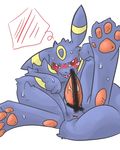  ball_gag blue_fur eeveelution fur gag male nintendo pawpads penis pok&#233;mon pok&eacute;mon red_eyes solo sweat tail umbreon unknown_artist video_games 