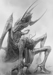  dust k-takano monochrome monster multiple_legs tentacle 