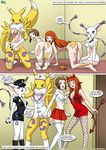  canine comic cosplay digihentai digimon female food_play fox gatomon group guilmon hikari_kamiya human mammal palcomix renamon rika_nonaka scalie takato_matsuki unknown_artist 