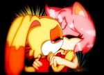 amy_rose big_ears blush breasts cleavage clothed clothing cream_the_rabbit cub eyes_closed female fireworks hair hedgehog kissing lagomorph lesbian mammal pink_hair rabbit sega sonic_(series) unknown_artist young 