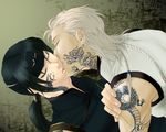  guan_xing kiss sangokushi_taisen tattoo yaoi zhang_bao 