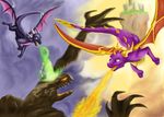  absurd_res battle cynder cynder-and-spyro-fan dragon female feral fight hi_res horns male scalie spyro spyro_the_dragon wings 