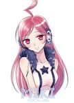  ahoge android anz_(starry) bad_id bad_pixiv_id face headphones long_hair red_eyes red_hair robot_joints sf-a2_miki smile solo star vocaloid 