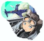  aircraft airplane animal_ears bad_id bad_pixiv_id blue_eyes coh drop_tank goggles helmet mars_expedition military navy oxygen_mask pilot solo 