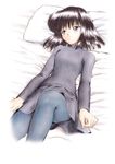  bed bed_sheet bishoujo_senshi_sailor_moon bob_cut hino_ryutaro loli lying pantyhose pillow sad sheets tomoe_hotaru 