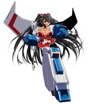  bad_id bad_pixiv_id black_hair breasts jimpota large_breasts long_hair mecha_musume personification simple_background solo starscream transformers weapon white_background 