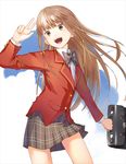  blazer brown_hair jacket long_hair original school_uniform skirt solo yamamoto_shima 