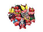  kamen_rider kamen_rider_555 kamen_rider_agito kamen_rider_agito_(series) kamen_rider_blade kamen_rider_blade_(series) kamen_rider_dcd kamen_rider_decade kamen_rider_den-o kamen_rider_den-o_(series) kamen_rider_double kamen_rider_faiz kamen_rider_hibiki kamen_rider_hibiki_(series) kamen_rider_kabuto kamen_rider_kabuto_(series) kamen_rider_kiva kamen_rider_kiva_(series) kamen_rider_kuuga kamen_rider_kuuga_(series) kamen_rider_ryuki kamen_rider_ryuki_(series) kamen_rider_w kirby kirby_(series) multiple_persona no_humans parody simple_background yamagami_shuu 