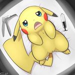  blue_eyes female frown insomniacovrlrd medical nintendo open_mouth pikachu pok&#233;mon pokemon pussy solo speculum syringe tom_smith video_games 