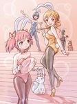  akemi_homura alternate_costume animal_ears ass bunny_ears bunnysuit high_heels kaname_madoka kyubey mahou_shoujo_madoka_magica md5_mismatch miki_sayaka multiple_girls pantyhose revision sakura_kyouko shoes stairs tomoe_mami tray yoshikawa_kazunori 