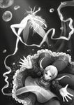  bad_id bad_pixiv_id bubble dress forest greyscale highres long_hair minusion monochrome multiple_girls nature original tree 