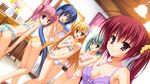  blonde_hair blue_eyes blue_hair bra game_cg green_eyes kanemoto_akari kobuichi kunihiro_hinata muririn nagamitsu_maya noble_works panties pink_hair purple_eyes red_hair sanjou_makoto tsukiyama_sena underwear undressing 