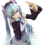  aqua_eyes aqua_hair bad_id bad_pixiv_id detached_sleeves hatsune_miku kibanda_gohan long_hair necktie solo twintails vocaloid 