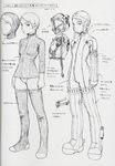  bodysuit character_sheet concept_art greyscale helmet last_exile monochrome multiple_views murata_renji sketch steampunk tatiana_wisla thighhighs translation_request variations 