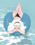  1girl bangs female_my_unit_(fire_emblem_if) fire_emblem innertube my_unit_(fire_emblem_if) nintendo solo swimsuit water wavy_hair white_hair 