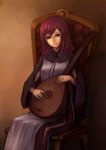  breasts commentary devola dress guitar highres instrument jun_(goodgun7) long_hair nier nier_(series) smile solo 