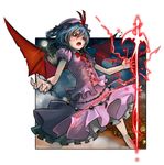  bad_id bad_pixiv_id bat_wings blue_hair full_moon hat moon polearm prototype-d red_eyes remilia_scarlet short_hair solo spear spear_the_gungnir touhou weapon wings 