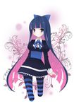  absurdres blue_hair green_eyes highres long_hair multicolored_hair panty_&amp;_stocking_with_garterbelt solo stocking_(psg) striped striped_legwear thighhighs two-tone_hair usabutapon 