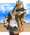  &#20061;&#36899;&#23453;&#29128; anthro beach cat_ears duo feline g-3_sas gun male mammal mp-7 ranged_weapon scar seaside tiger weapon 