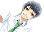  :d artist_request game_cg green_neckwear grin kinose_azusa looking_at_viewer male_focus necktie open_mouth simple_background smile solo starry_sky_(game) teeth white_background 