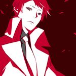  male_focus mawaru_penguindrum miwa_shirou monochrome necktie red solo takakura_kanba trench_coat 