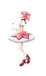  bad_id bad_pixiv_id blush choker full_body gloves high_heels highres itou_nanami kaname_madoka kneehighs looking_up magical_girl mahou_shoujo_madoka_magica pink_eyes pink_hair profile red_choker shoe_ribbon shoes short_hair simple_background socks solo soul_gem tears twintails white_gloves white_legwear 