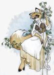  canine dress female fox ivy sitting solo unknown_artist 