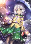  absurdres black_legwear blue_eyes eyeball highres kimitoshiin komeiji_koishi md5_mismatch pantyhose short_hair silver_hair solo third_eye touhou umbrella 