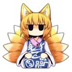  animal_ears bad_id bad_pixiv_id blonde_hair expressionless fox_ears fox_tail jitome multiple_tails nanatsume no_hat no_headwear seiza short_hair sitting solo tail touhou yakumo_ran 