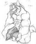  ball_fondling balls big_balls canine hyper jove_husky male muscles nude penis sketch solo wolf 