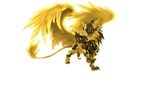  bahamutxiii feathers gold griffin highres monster no_humans original tail wings 