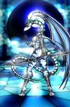  arturo_juarez blue blue_body breasts dragon female horn horns moon nipples nude side_boob solo sword tongue unconvincing_armor unconvincing_armour weapon wings 
