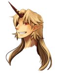  banned_artist blonde_hair face grin horn hoshiguma_yuugi pointy_ears reef smile solo touhou 