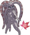  alien blue_eyes chibi monster_girl nude original signature simple_background solo tentacles ueno_petarou zanburg 