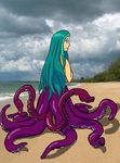  beach female hair nude octopus sand seaside tentacles water 