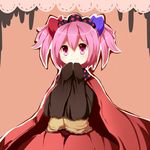  bad_id bad_pixiv_id bow cape charlotte_(madoka_magica) hair_bow mahou_shoujo_madoka_magica personification pink_eyes pink_hair short_twintails sleeves_past_wrists smile solo twintails uiroutsuji_yumihiko 