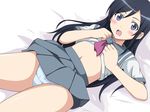  aragaki_ayase black_hair blue_eyes blush bra kakura_yoshiki ore_no_imouto_ga_konna_ni_kawaii_wake_ga_nai panties seifuku shirt_lift underwear 