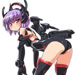  ass bad_id bad_pixiv_id bent_over blue_hair blush busou_shinki dd_(ijigendd) doll_joints flat_chest leaning leaning_forward mecha_musume presenting purple_hair red_eyes short_hair simple_background solo thighhighs zilvern 