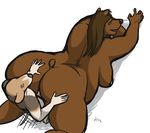  anthro bear big_butt breasts butt canine chubby dog duo female huge_butt male mammal nipples overweight plain_background ritts size_difference straight white_background 