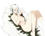  bad_id bad_pixiv_id barefoot breasts censored convenient_censoring lying mk_(masatusaboten) mole mole_under_eye nude on_back original small_breasts solo white_hair 