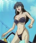  black_bra black_hair black_thong cap lingerie long_hair you&#039;re_under_arrest 